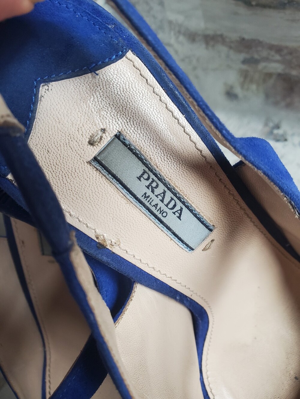 PRADA Cobalt Blue Suede Platform Peep-Toe Slingback Heels Size 40 - Picture 7 of 16